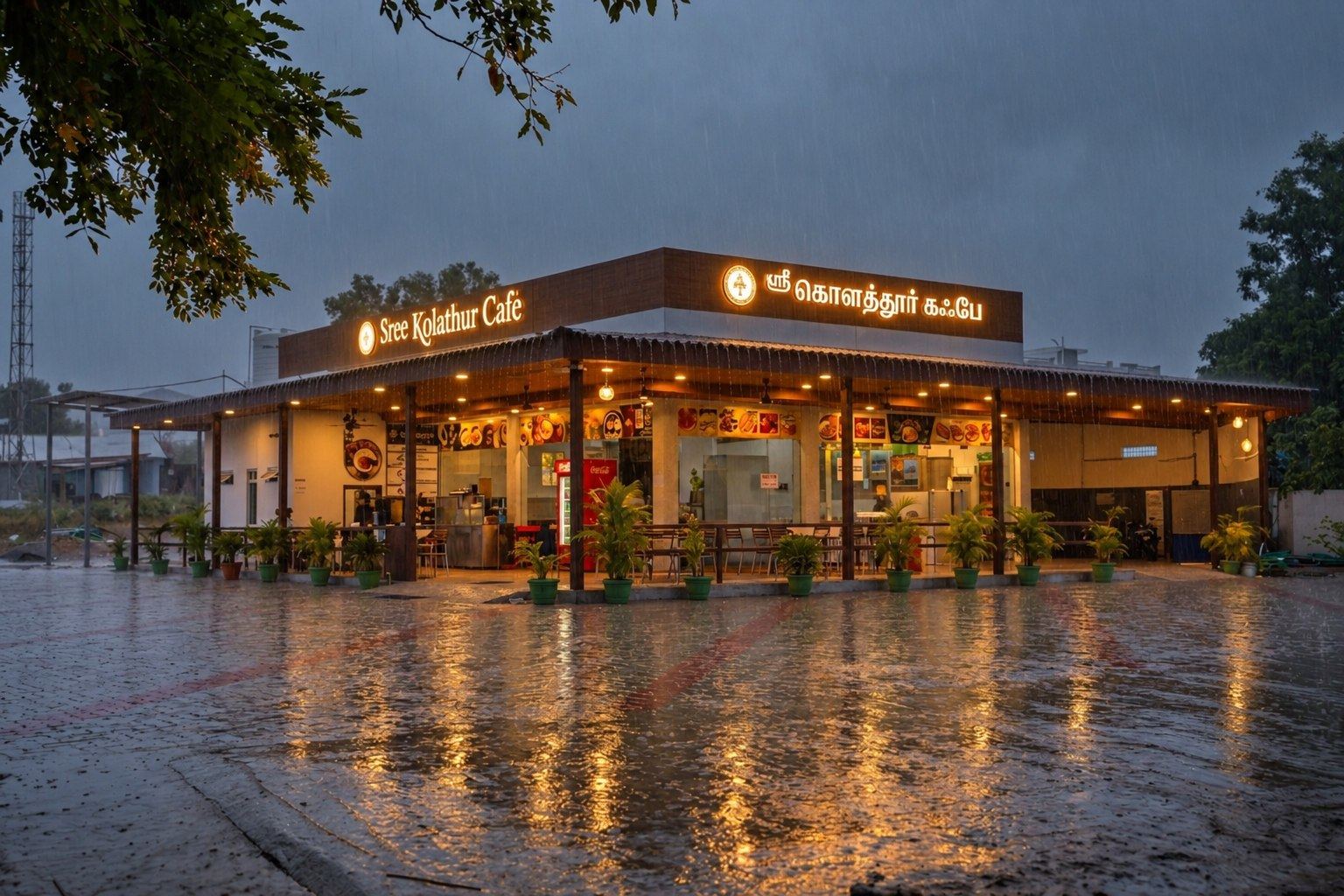 Sree Kolathur Cafe on a rainy day